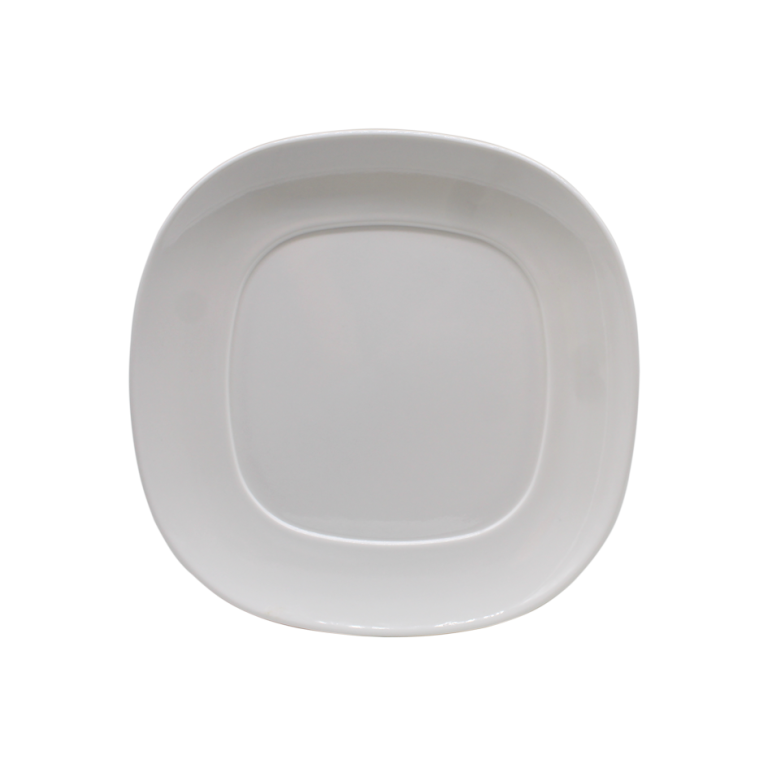 PLATO CUADRADO BORDE OVALADO BLANCO