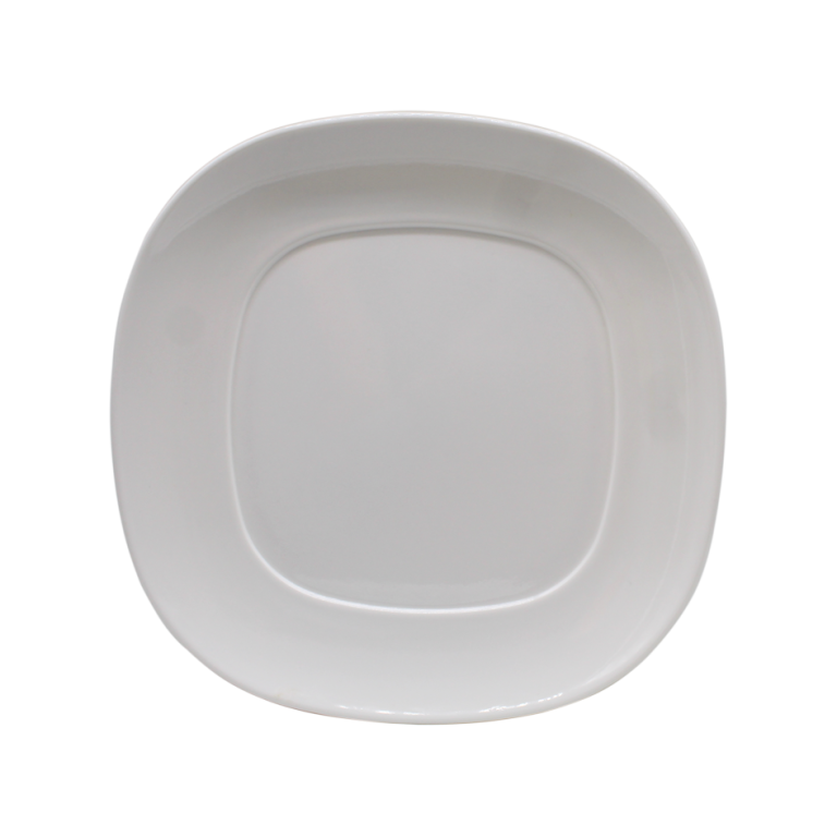 PLATO CUADRADO BORDE OVALADO BLANCO