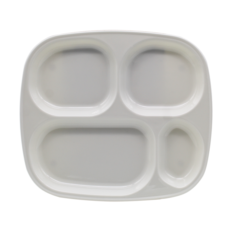 PLATO RECTANGULAR NIÑO CUATRO COMPARTIMENTOS BLANCO