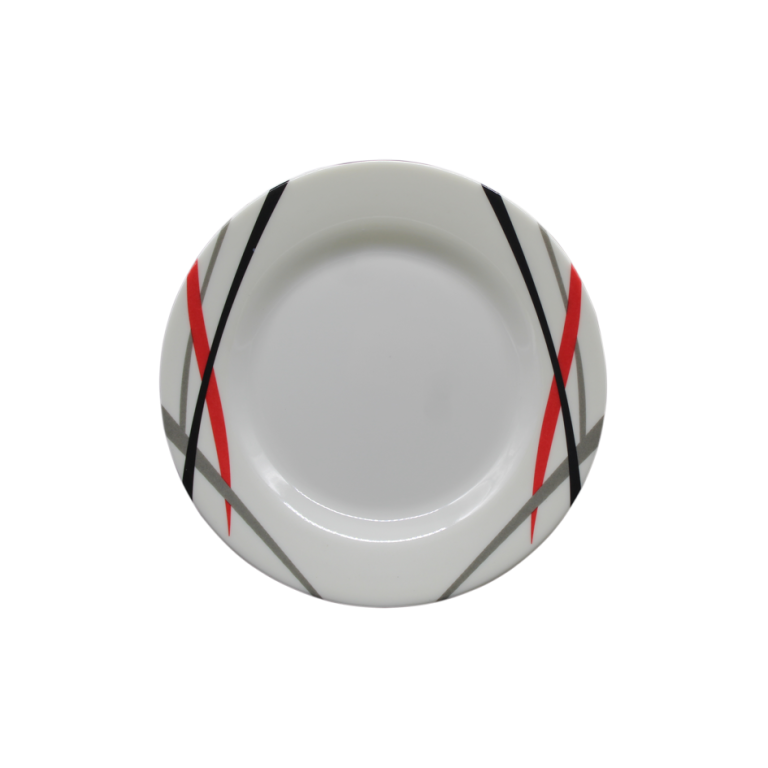 PLATO CIRCULAR MINI DISEÑO LÍNEAS ROJAS