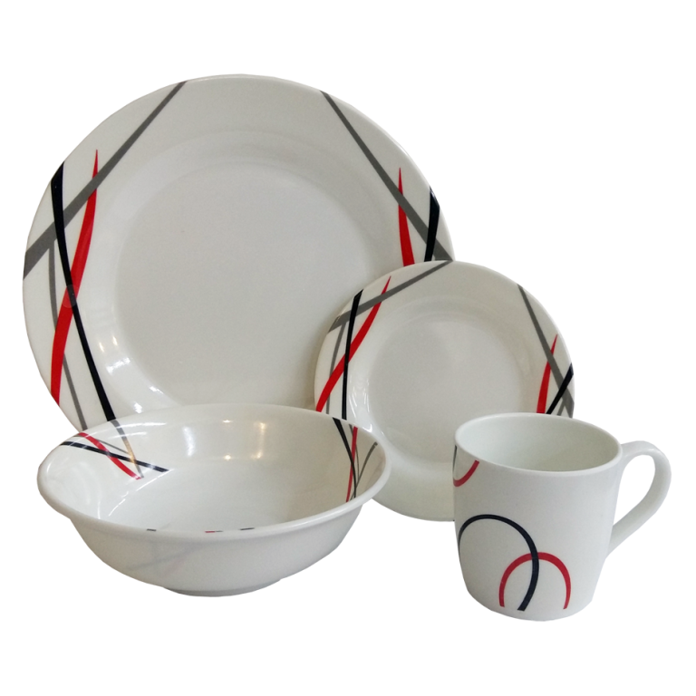 VAJILLA CLASSIC LINEAS ROJAS