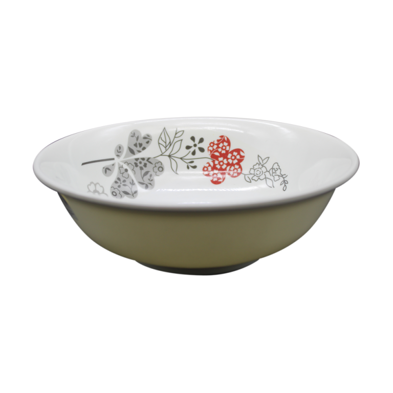 TAZA REDONDA MEDIANA DISEÑO FLORES ROJAS Y NEGRAS